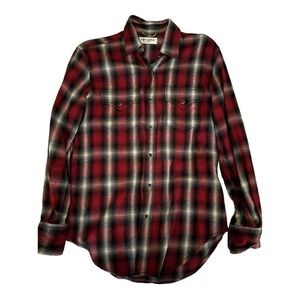 Saint Laurent red grey plaid shirt